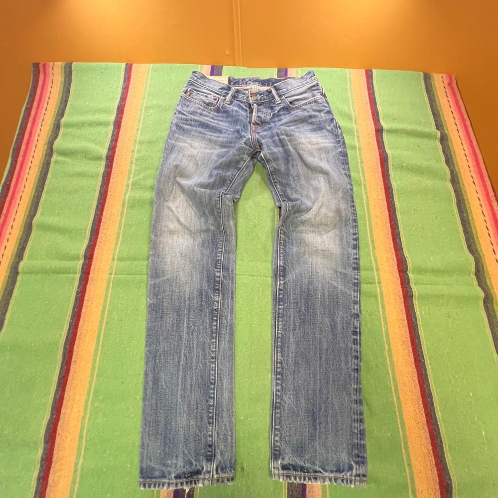 Abercrombie & Fitch Skinny Jeans Mens 28x30 Blue Denim Button Fly Faded W28 L30